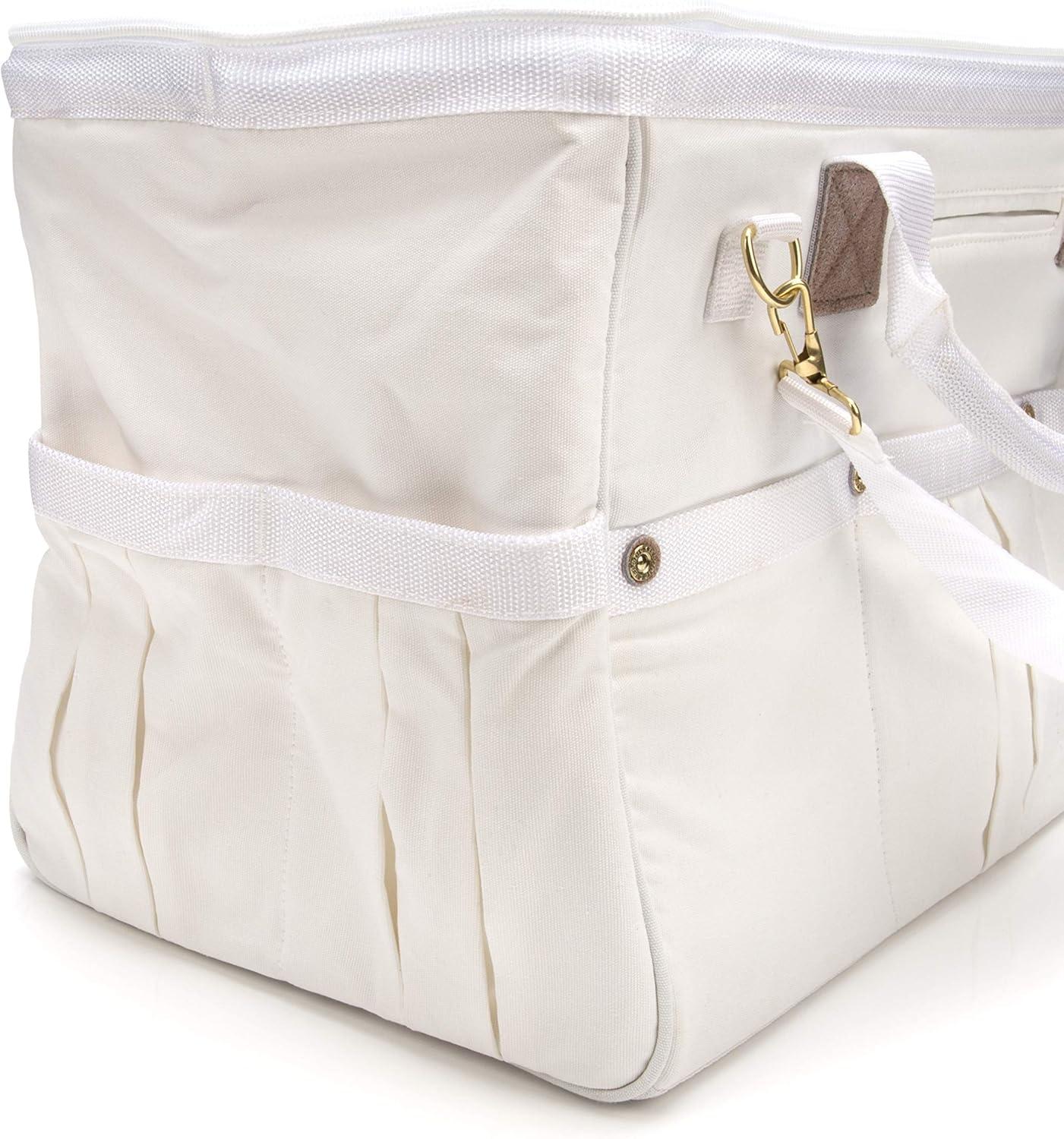 imageDickies 20Inch Durable Canvas Work Bag for Painters Carpenters and Builders HeavyDuty Zipper Reinforced Handles Exterior Pockets Shoulder Strap TanGreyWhite