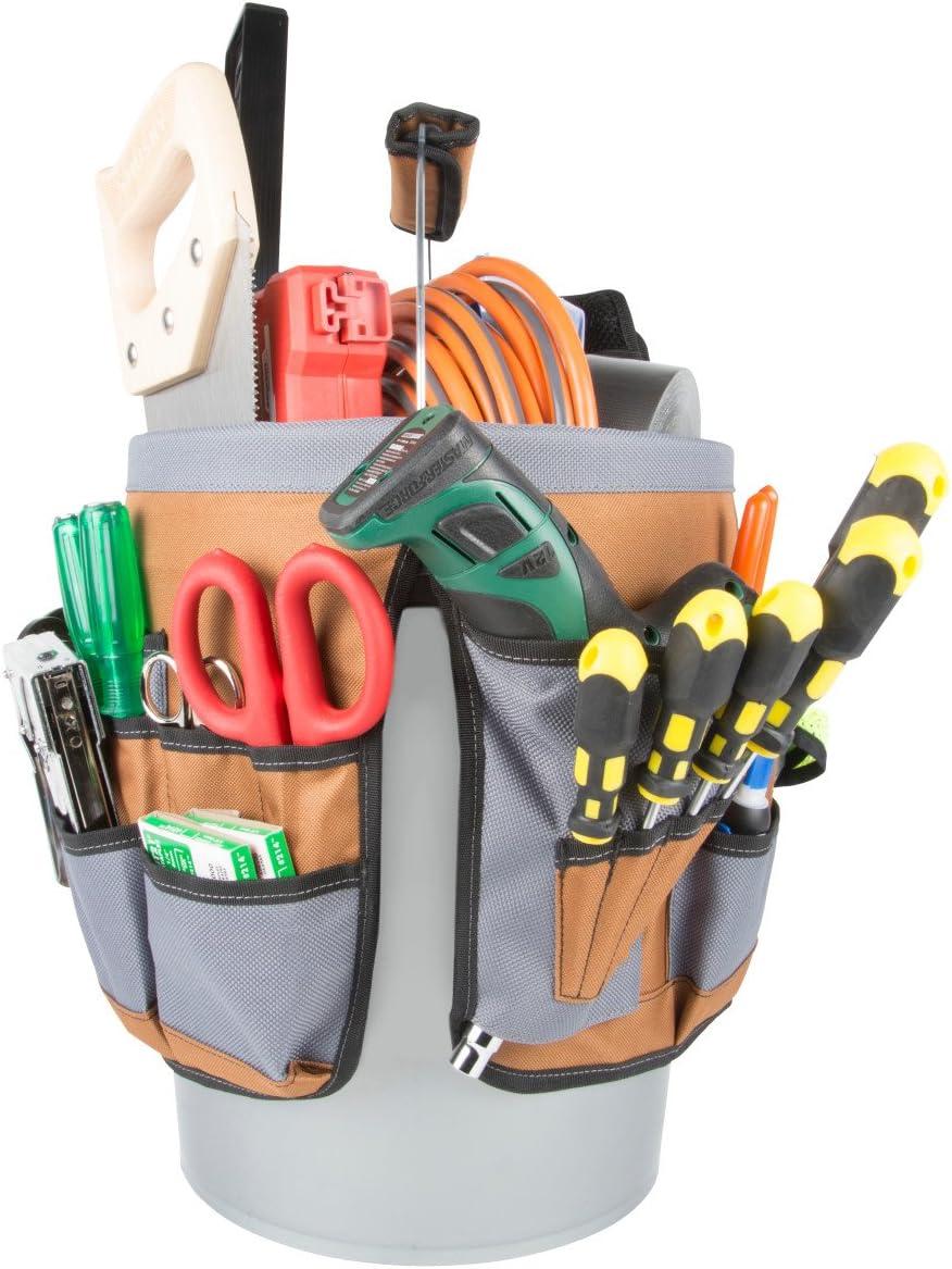 imageDickies 35Pocket 5Gallon Bucket Organizer With Drill Holster Padded Handle and Tape Tether for Contractors and Painters