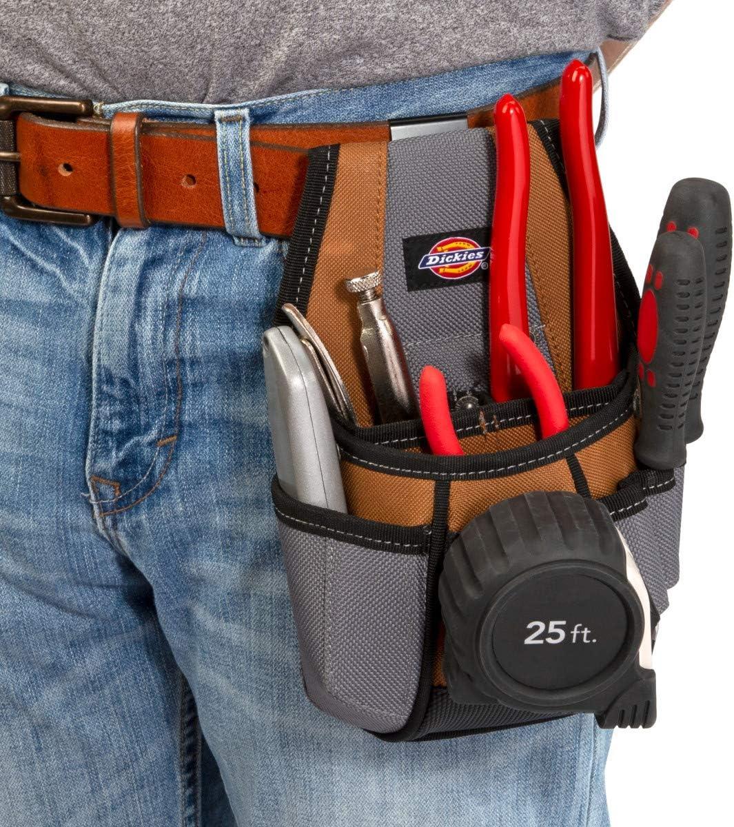 imageDickies 4Pocket Rigid Tool Pouch with Tape Clip Universalfit Steel Clip for Tool Belt Tunnel Loop