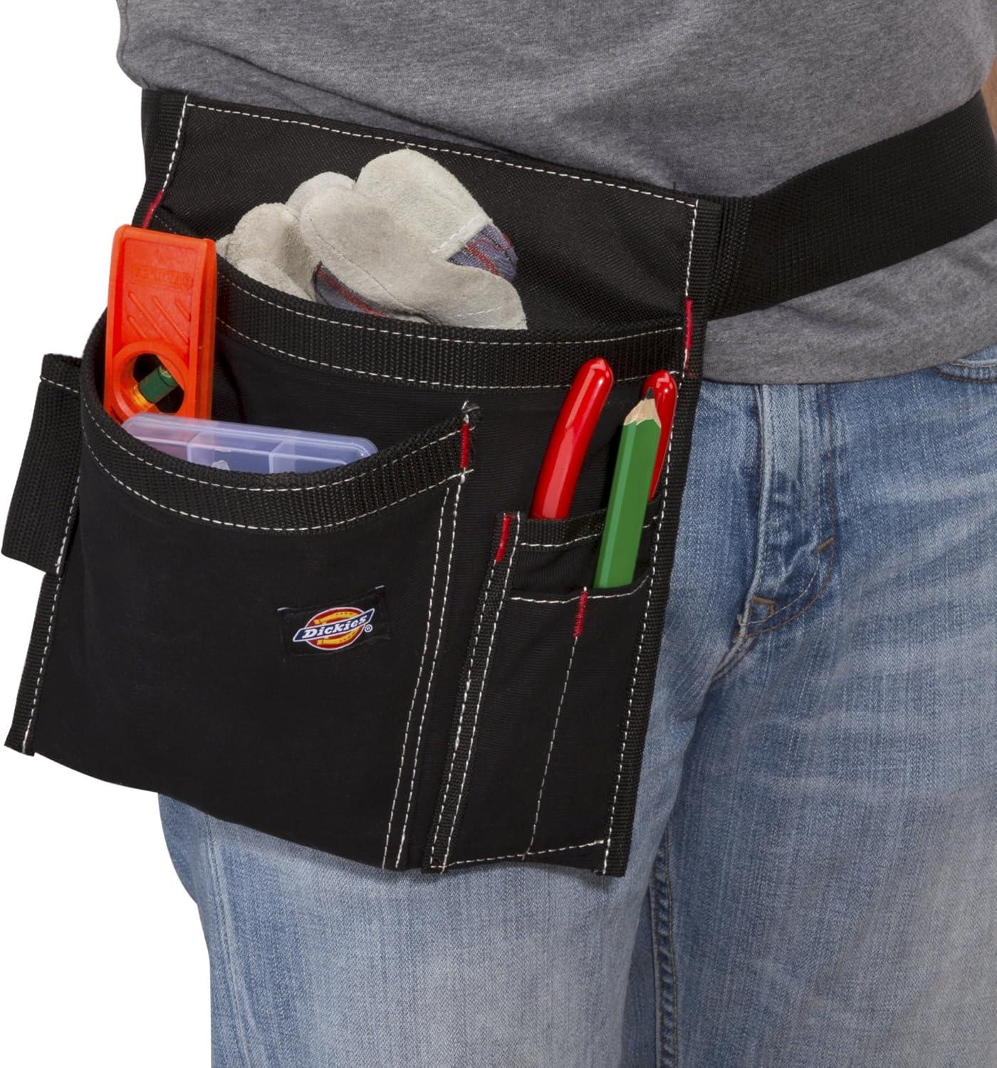 imageDickies 5Pocket Single Side Tool Belt PouchWork Apron Durable Canvas Construction Adjustable Belt for Custom FitBlack