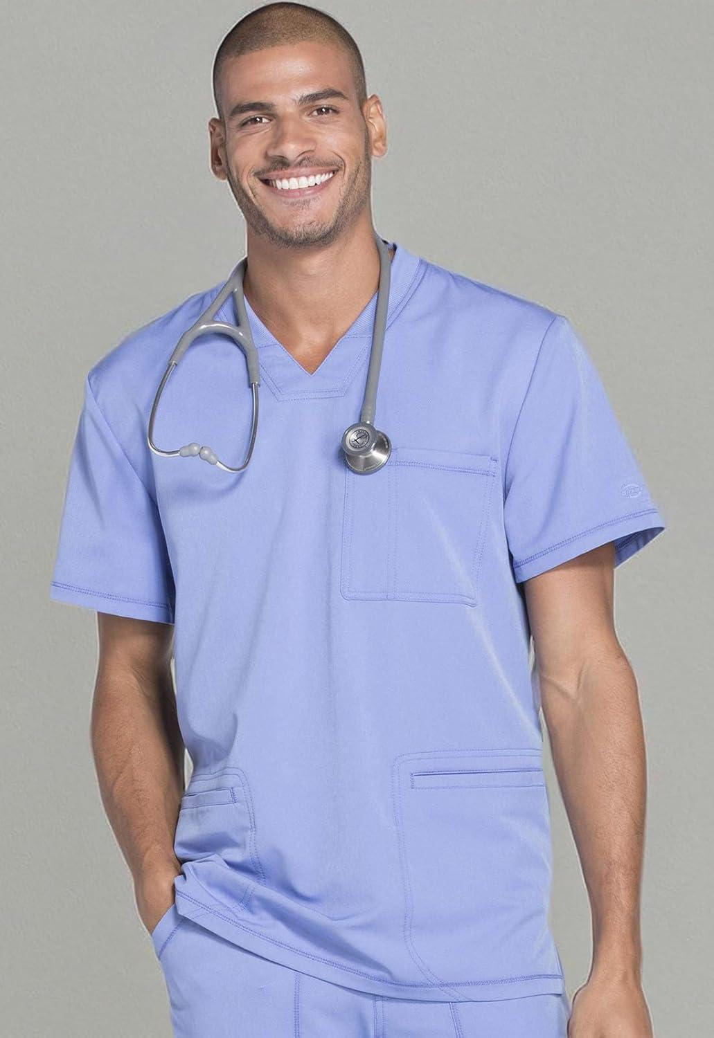 imageDickies Dynamix Men Scrubs Top VNeck DK640Ciel Blue