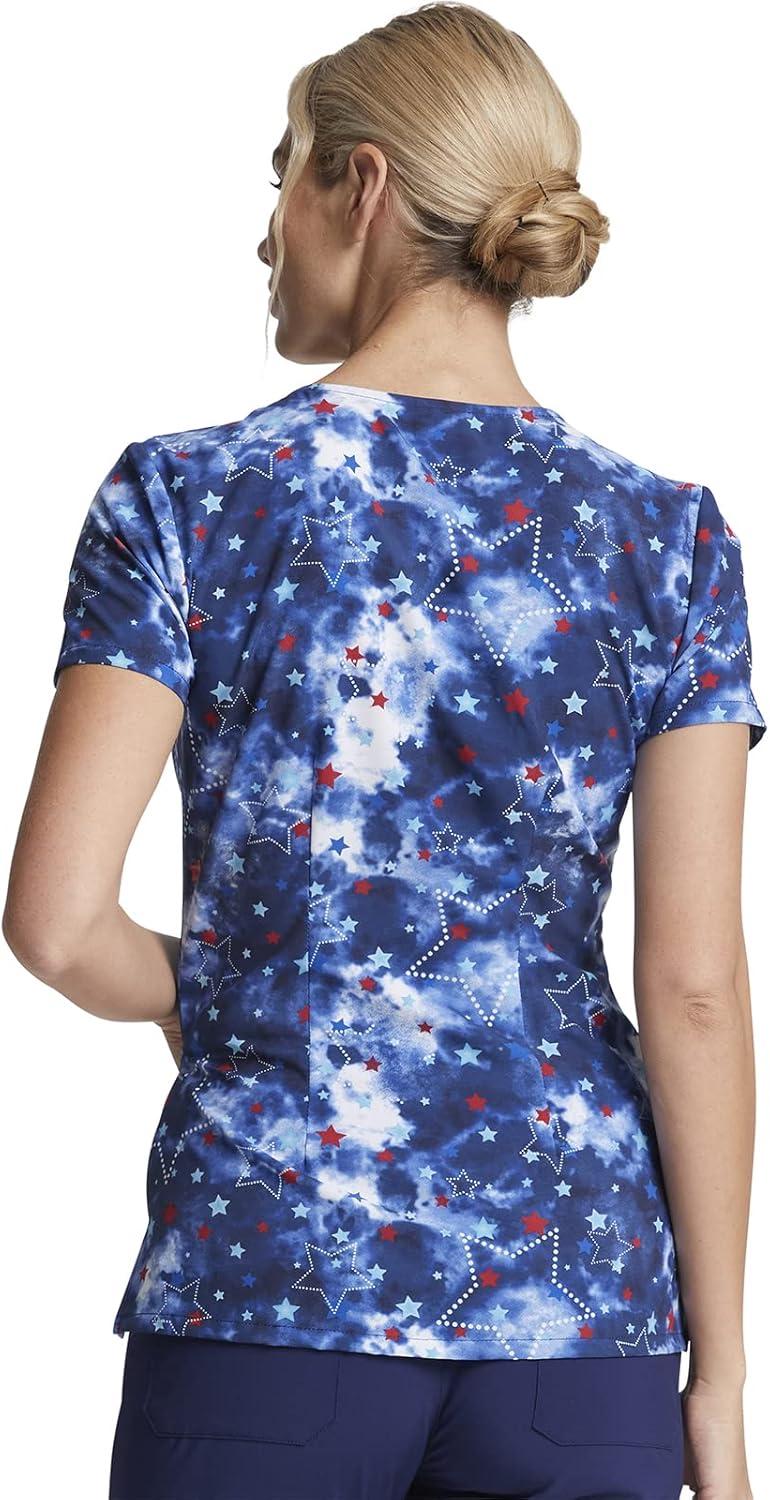 imageDickies EDS Women Scrubs Top VNeck Print DK852Americana Stars