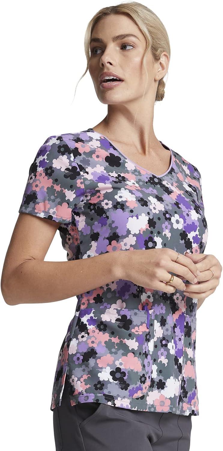 imageDickies EDS Women Scrubs Top VNeck Print DK852Camo Buds