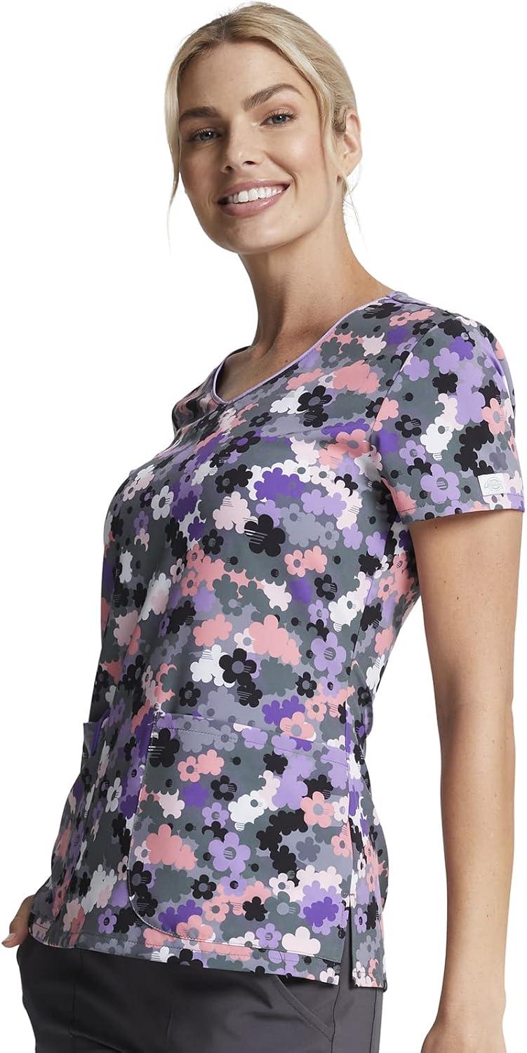 imageDickies EDS Women Scrubs Top VNeck Print DK852Camo Buds