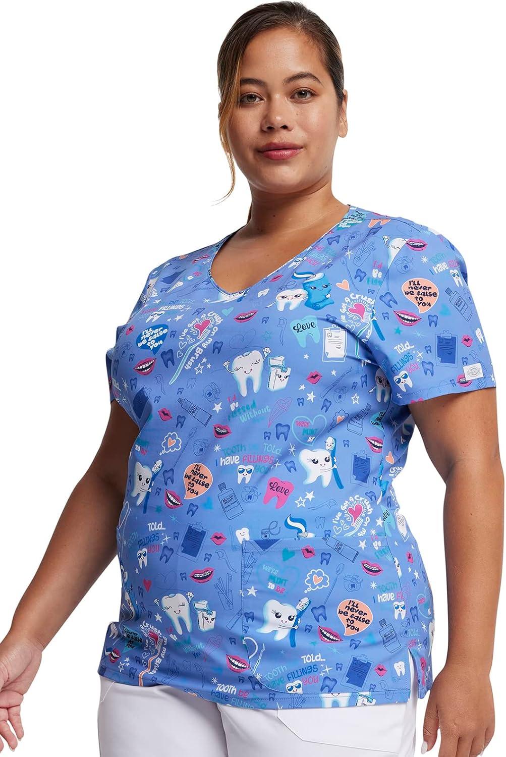 imageDickies EDS Women Scrubs Top VNeck Print DK852Fillings for You