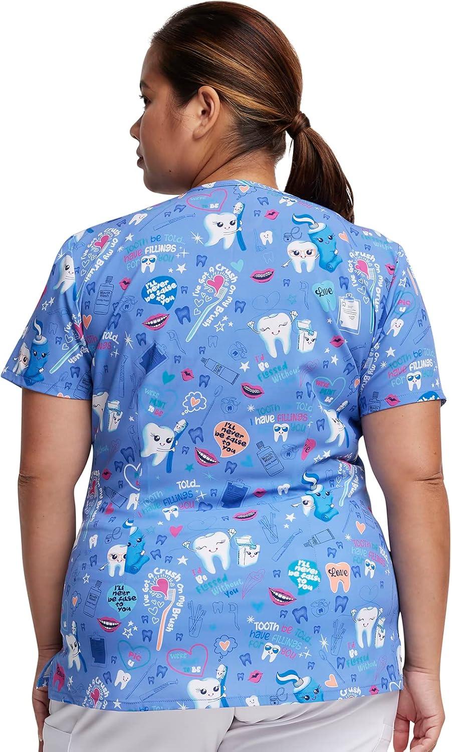 imageDickies EDS Women Scrubs Top VNeck Print DK852Fillings for You