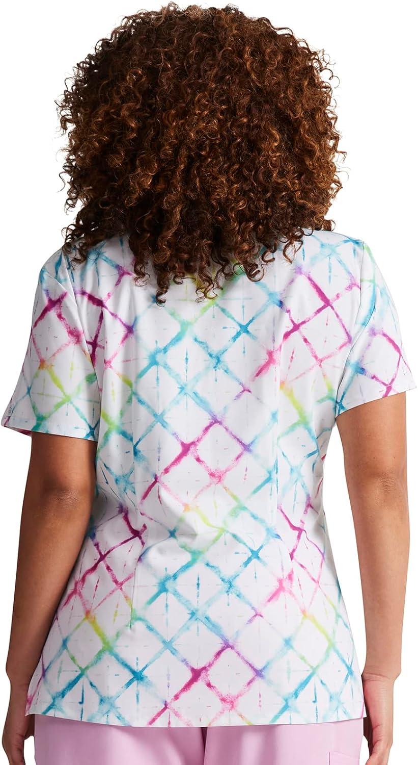 imageDickies EDS Women Scrubs Top VNeck Print DK852Groovy Grid