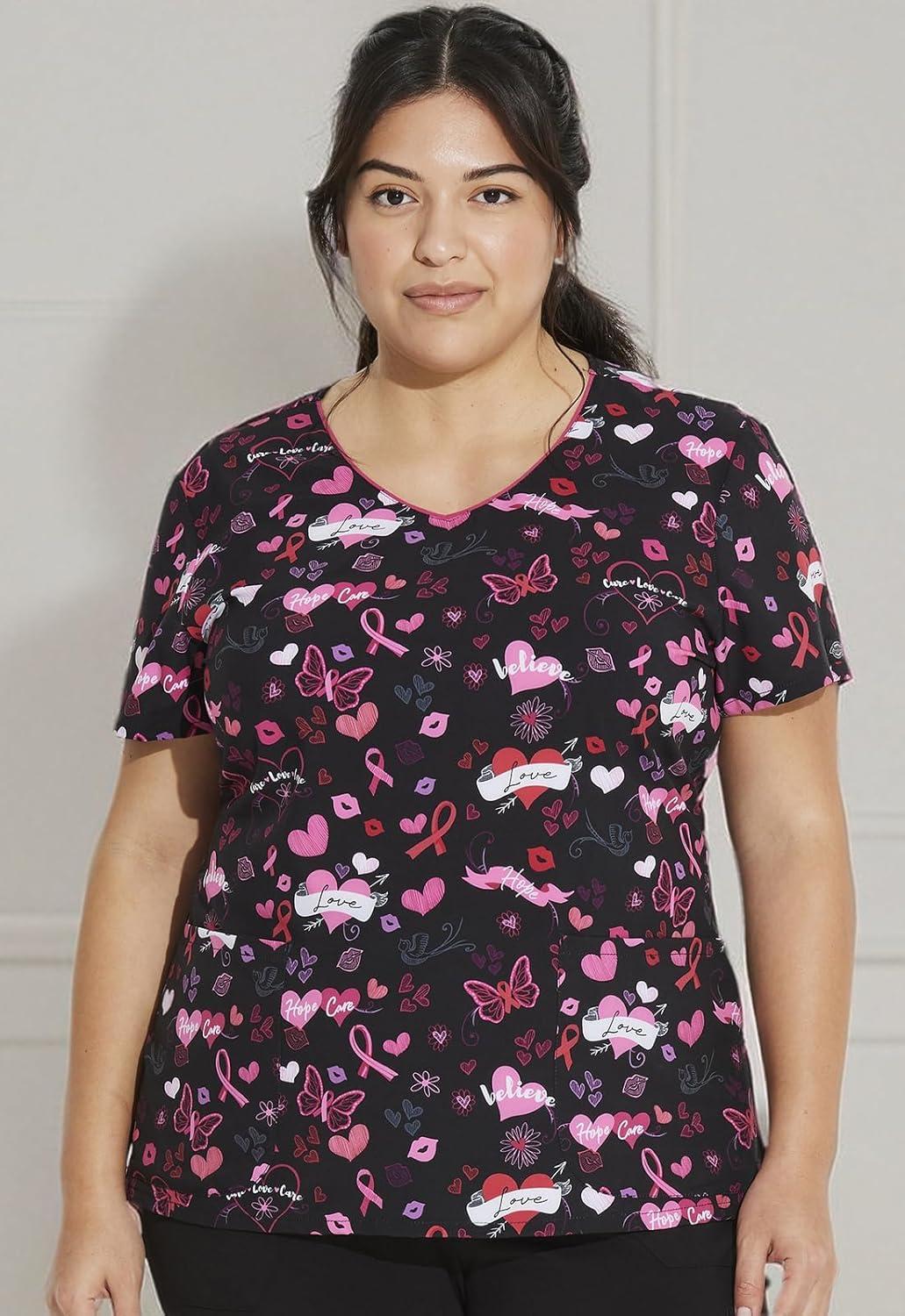 imageDickies EDS Women Scrubs Top VNeck Print DK852Hope Heals