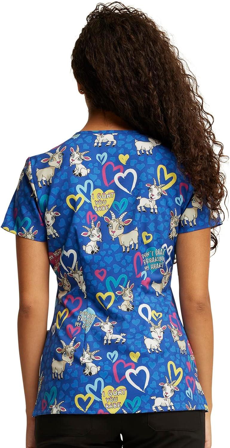 imageDickies EDS Women Scrubs Top VNeck Print DK852I Goat You Babe