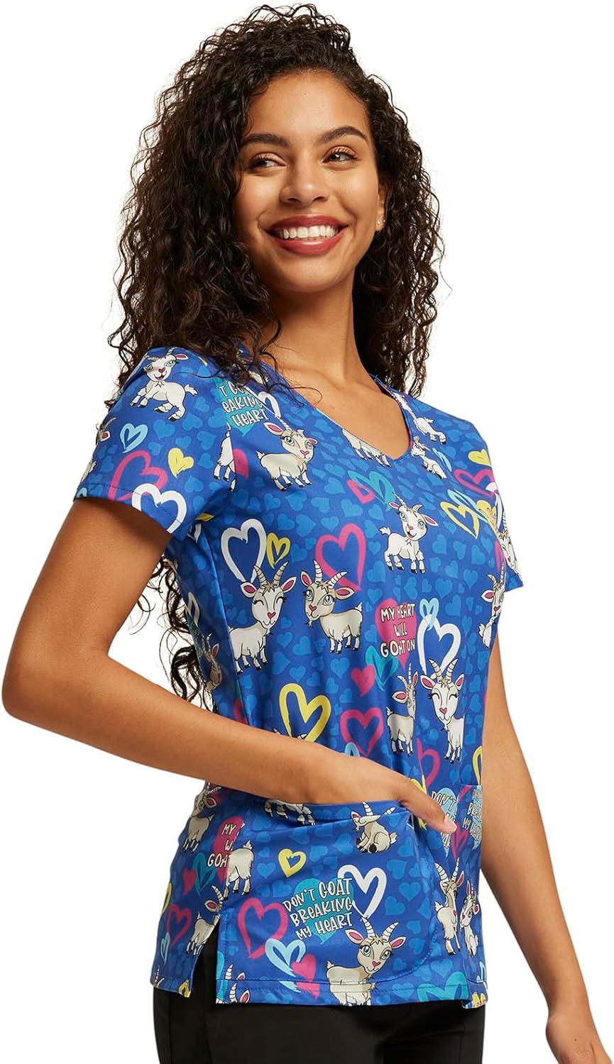 imageDickies EDS Women Scrubs Top VNeck Print DK852I Goat You Babe