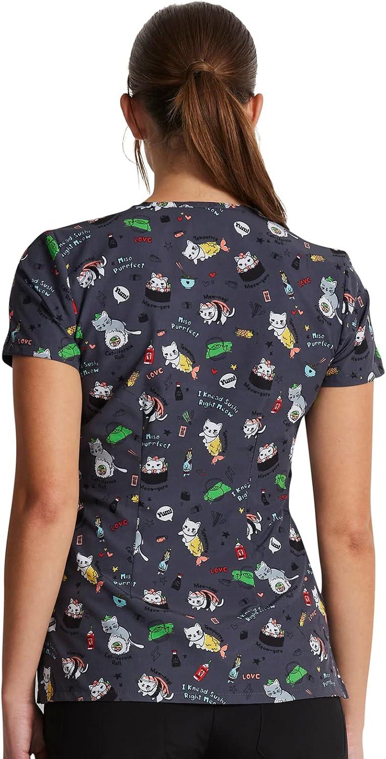 imageDickies EDS Women Scrubs Top VNeck Print DK852Miso Purrfect