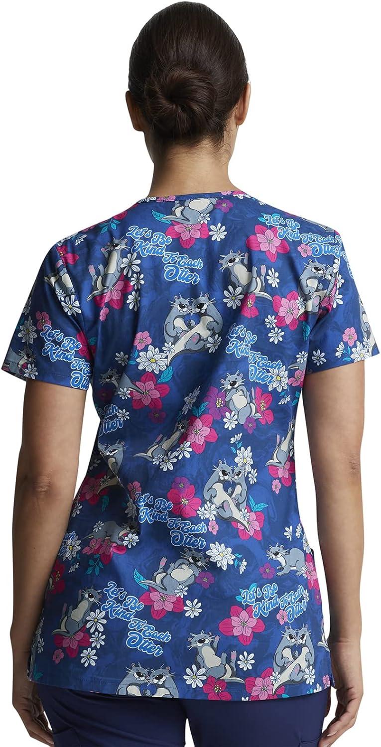 imageDickies EDS Women Scrubs Top VNeck Print DK876Be Kind to Each Otter