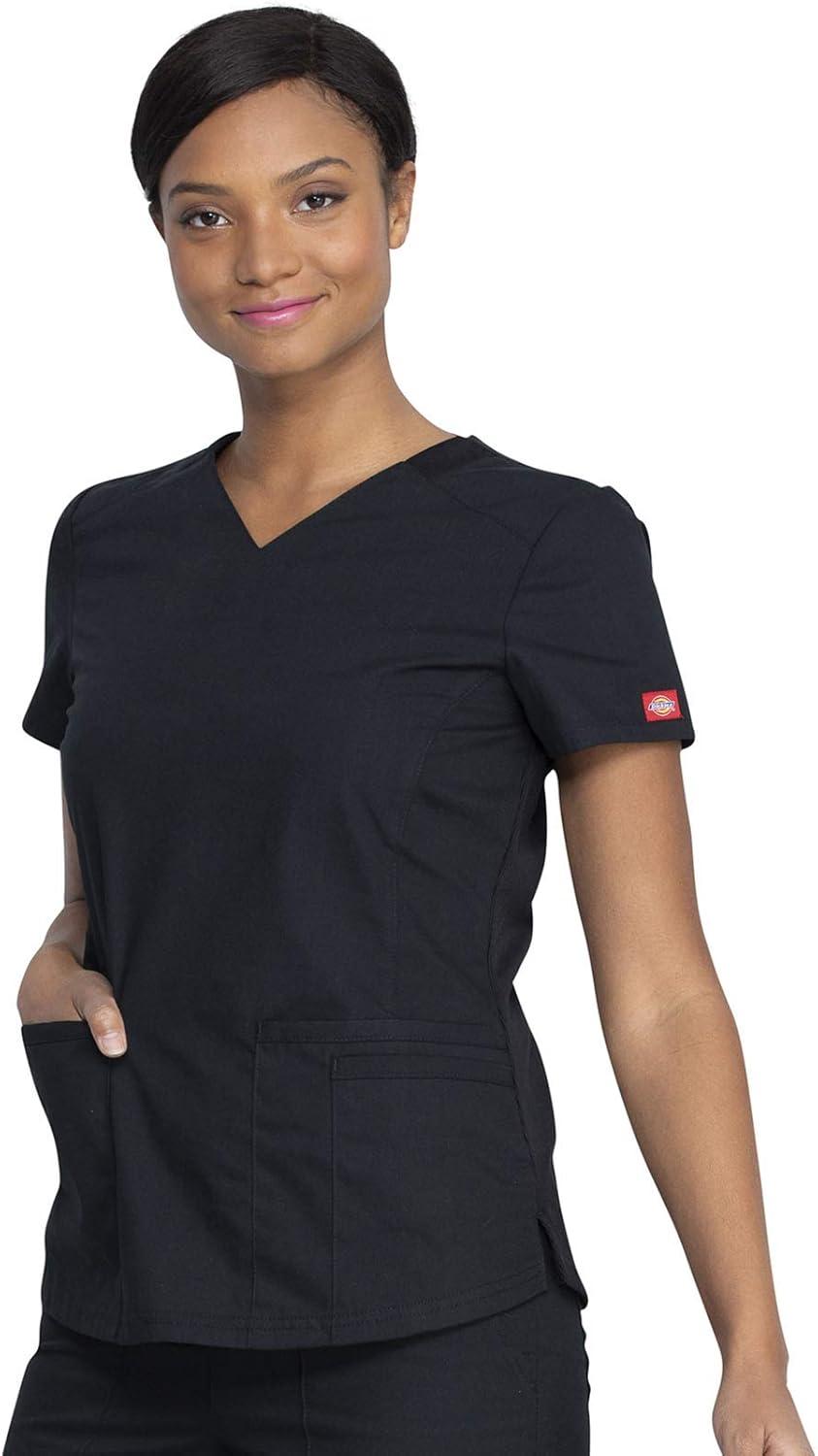 imageDickies EDS Women Scrubs Top VNeck Print DK876Black