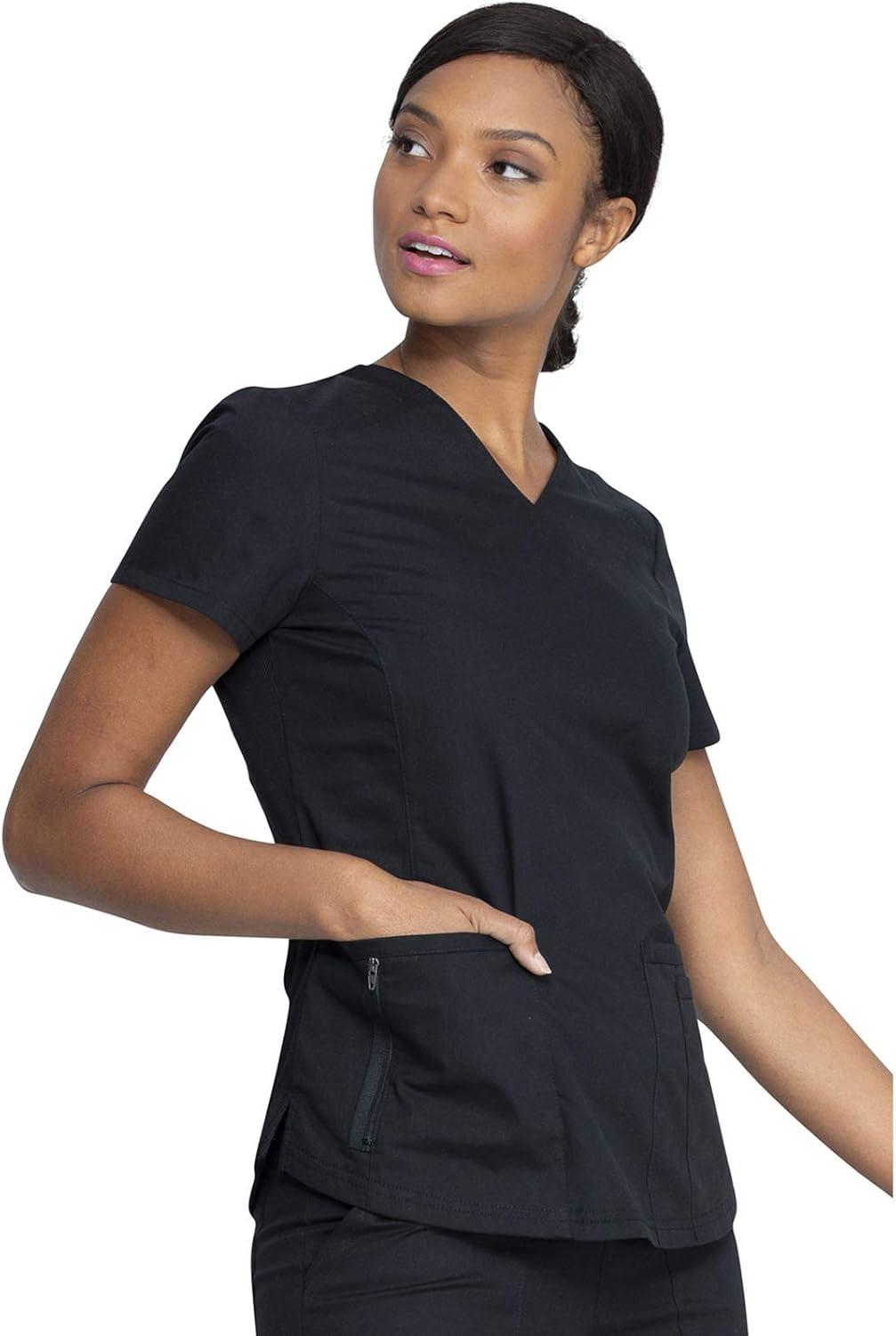 imageDickies EDS Women Scrubs Top VNeck Print DK876Black