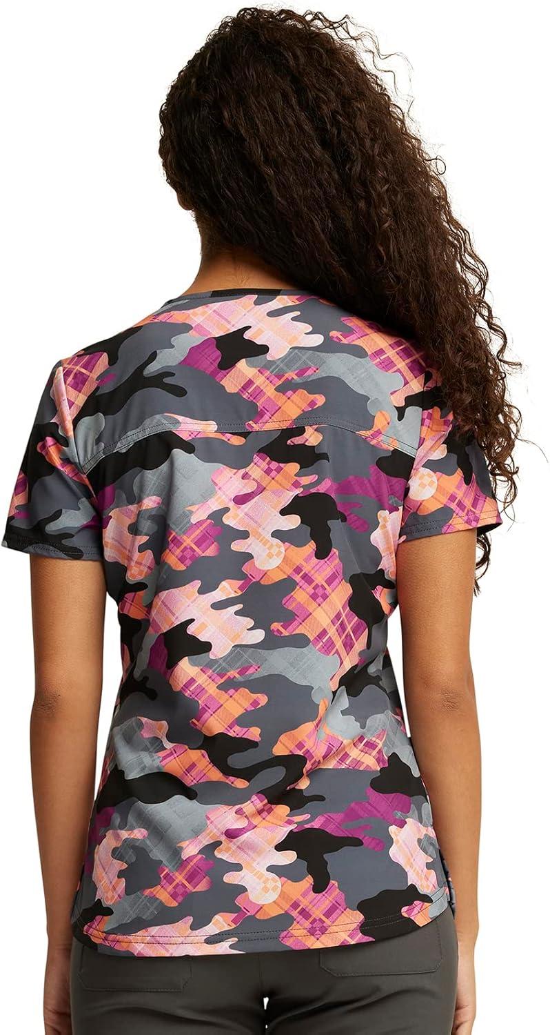 imageDickies EDS Women Scrubs Top VNeck Print DK876Camo Plaid