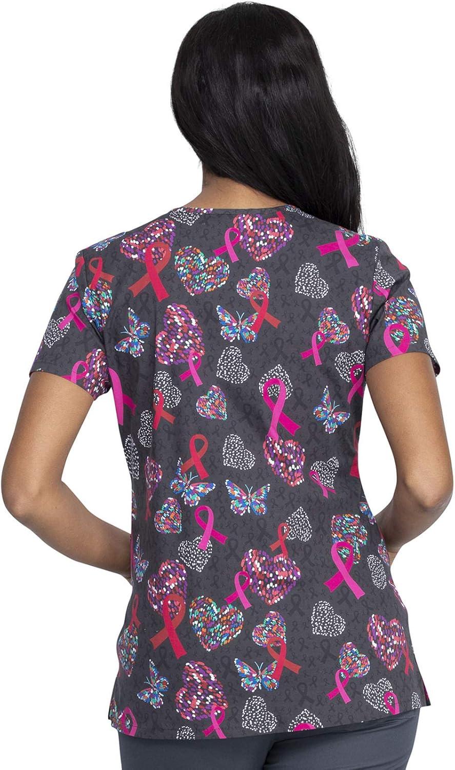 imageDickies EDS Women Scrubs Top VNeck Print DK876Dark GreyMulticolor