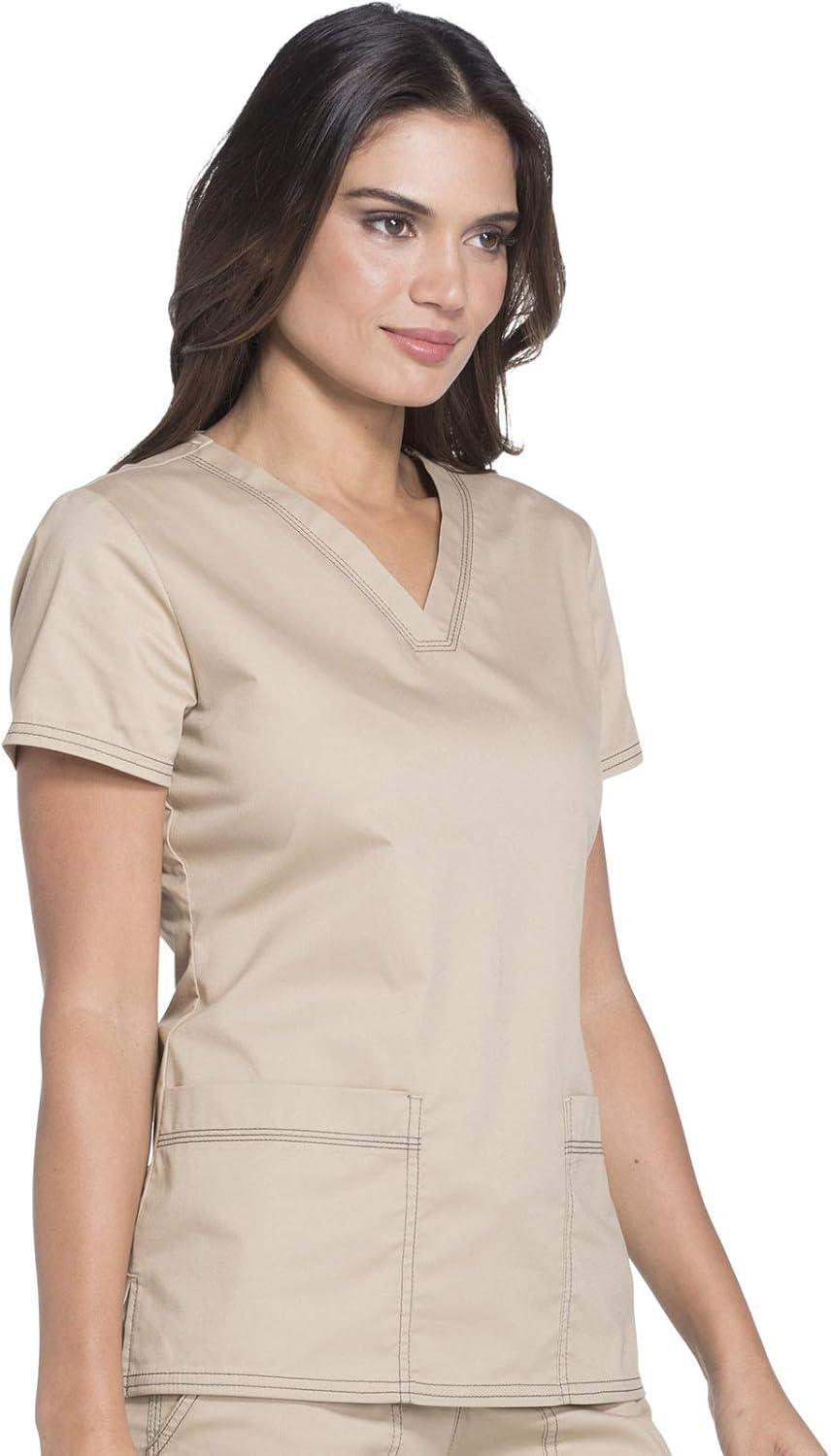 imageDickies EDS Women Scrubs Top VNeck Print DK876Dark Khaki