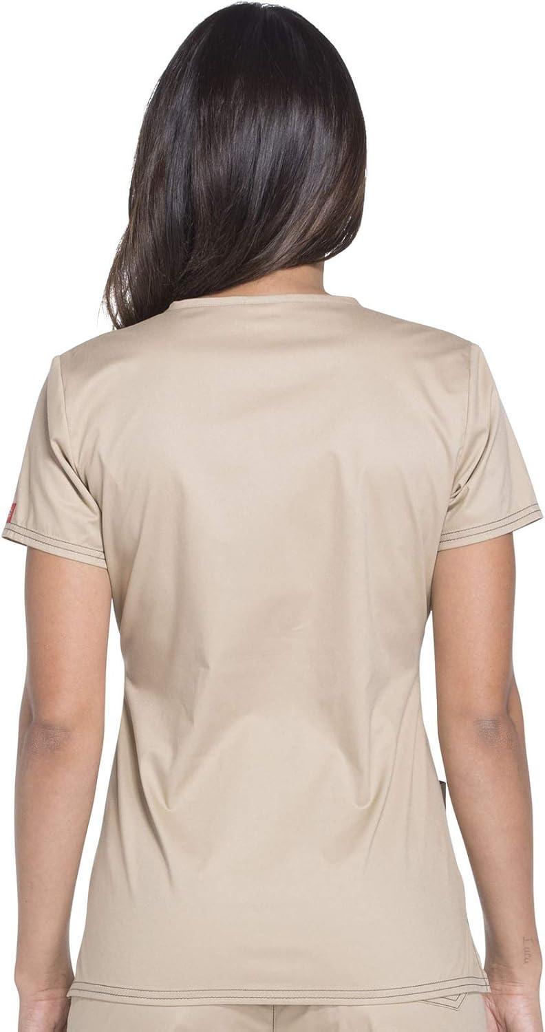 imageDickies EDS Women Scrubs Top VNeck Print DK876Dark Khaki