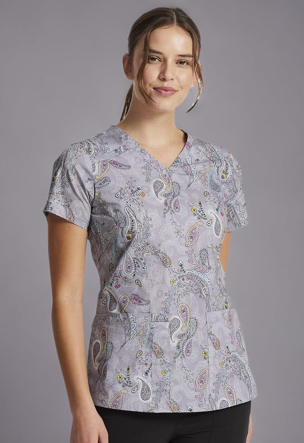 imageDickies EDS Women Scrubs Top VNeck Print DK876Denim Paisley