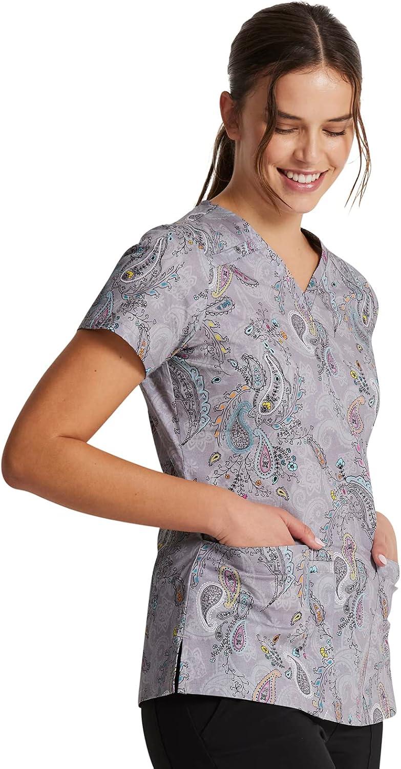 imageDickies EDS Women Scrubs Top VNeck Print DK876Denim Paisley