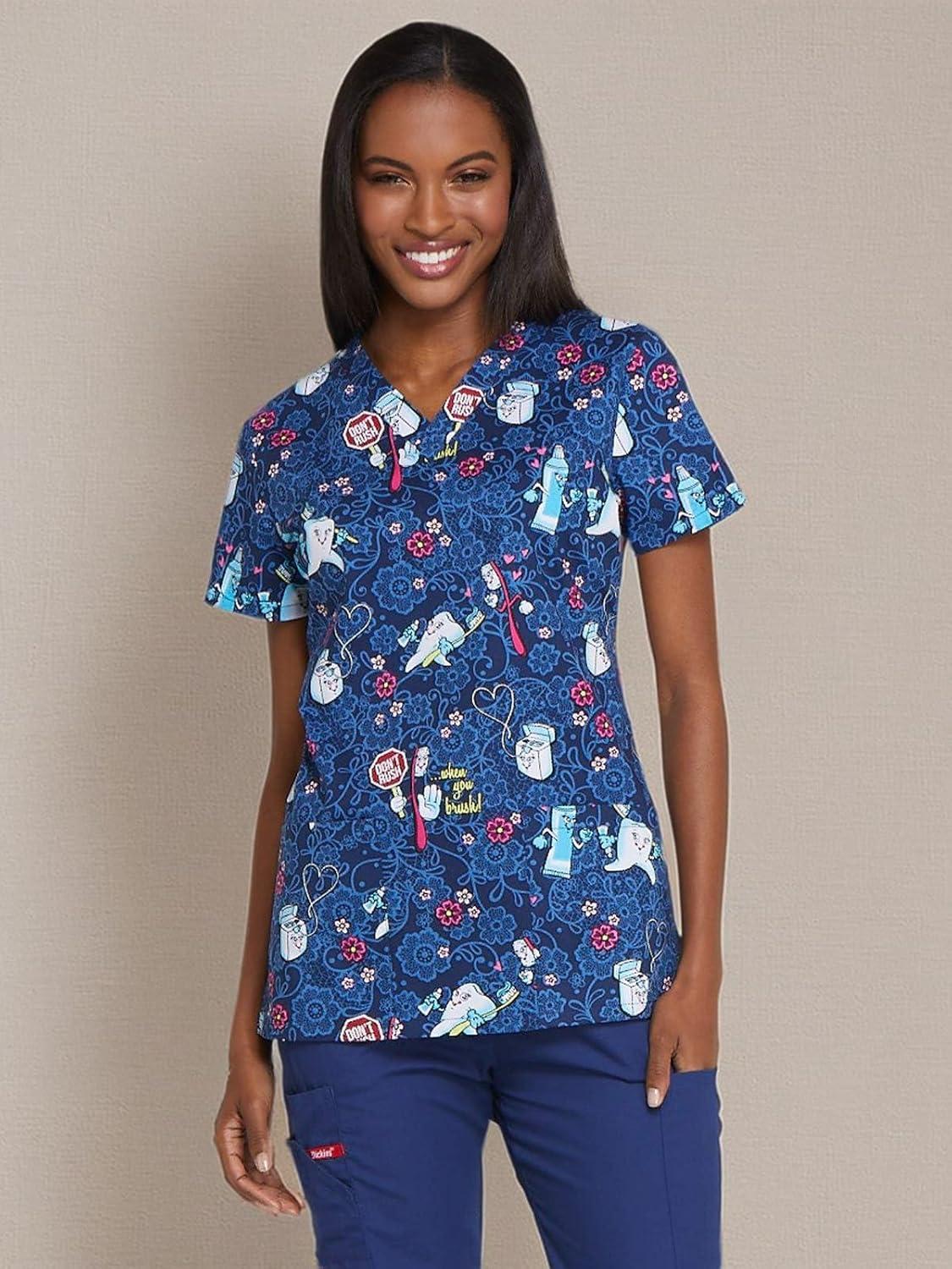 imageDickies EDS Women Scrubs Top VNeck Print DK876Dont Rush