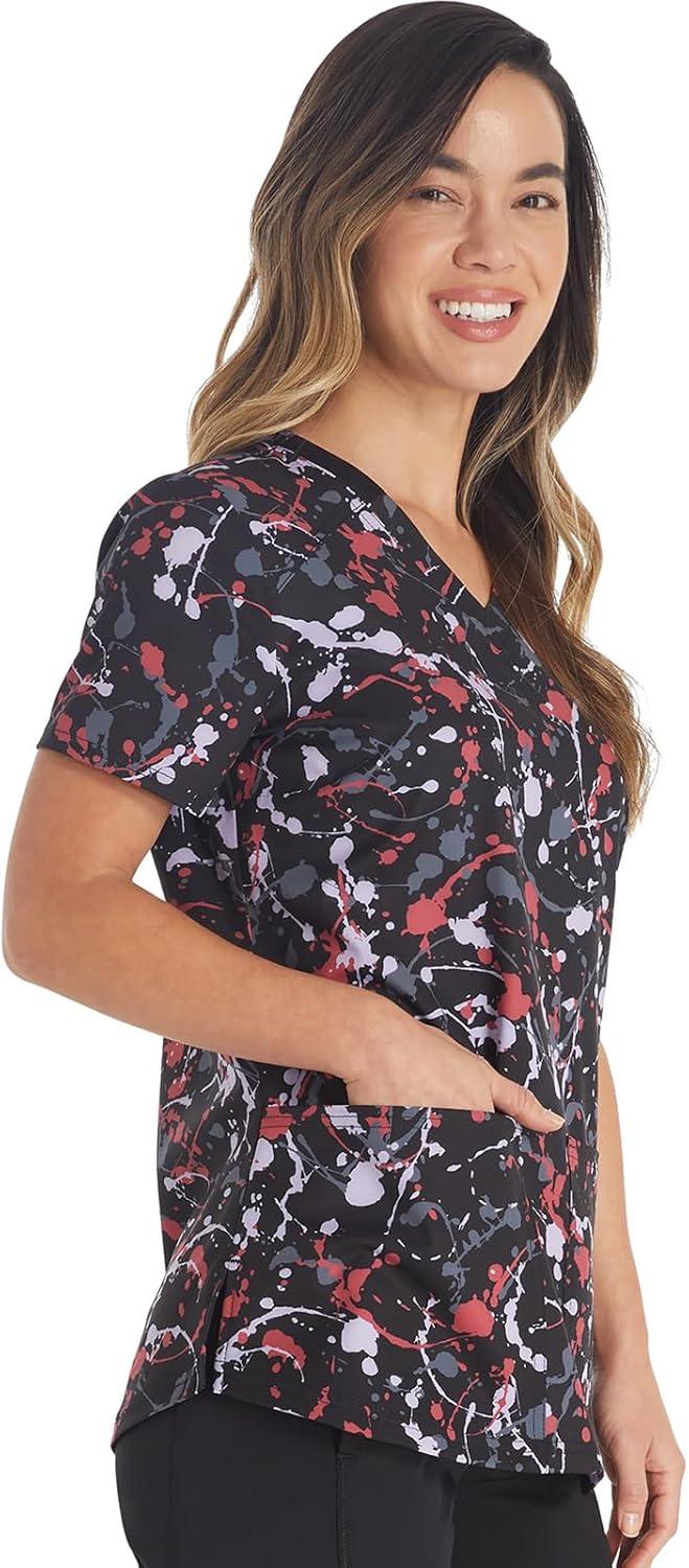 imageDickies EDS Women Scrubs Top VNeck Print DK876Drizzle Daze