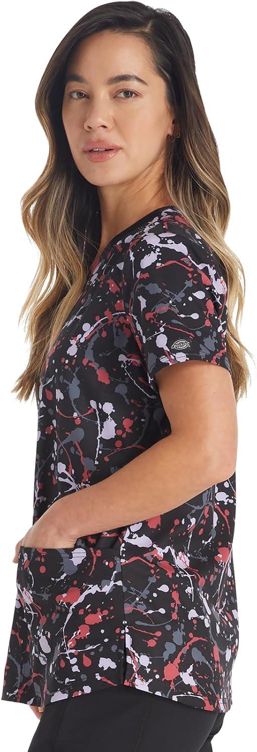 imageDickies EDS Women Scrubs Top VNeck Print DK876Drizzle Daze