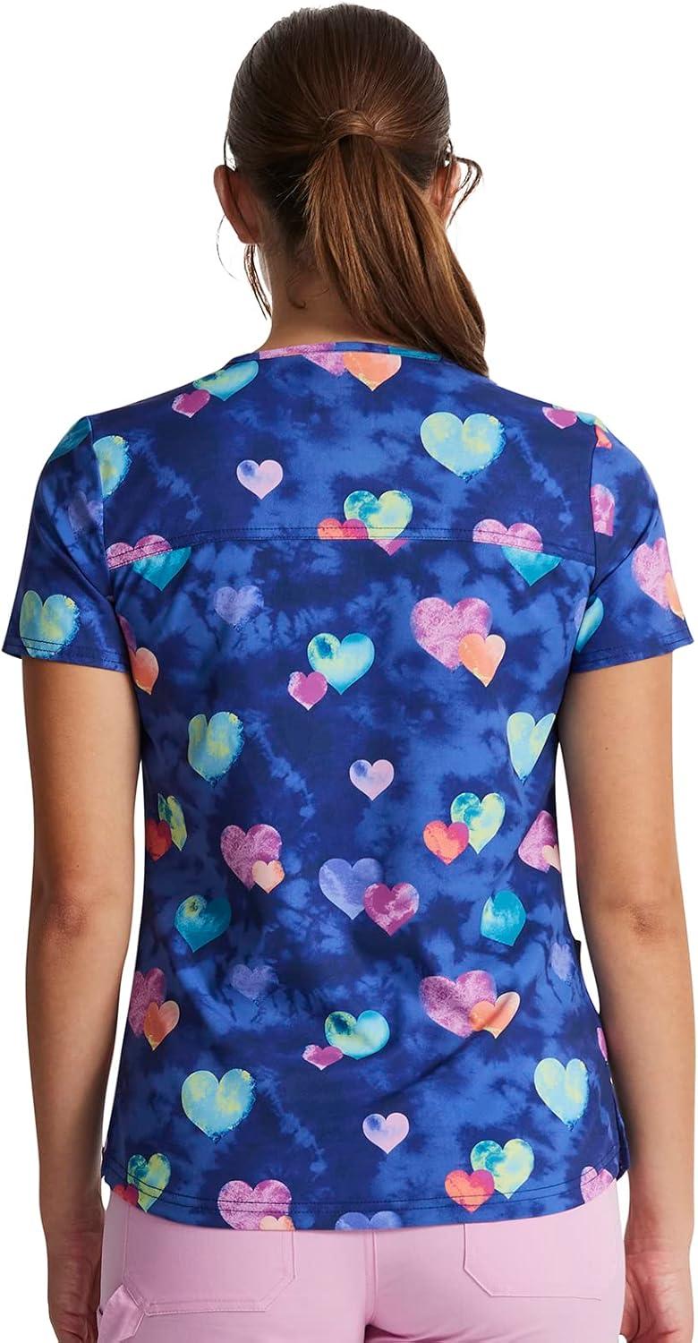imageDickies EDS Women Scrubs Top VNeck Print DK876Hippie Hearts