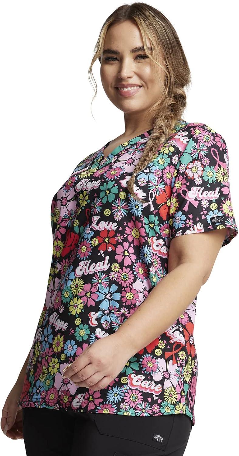 imageDickies EDS Women Scrubs Top VNeck Print DK876Love Hope Heal