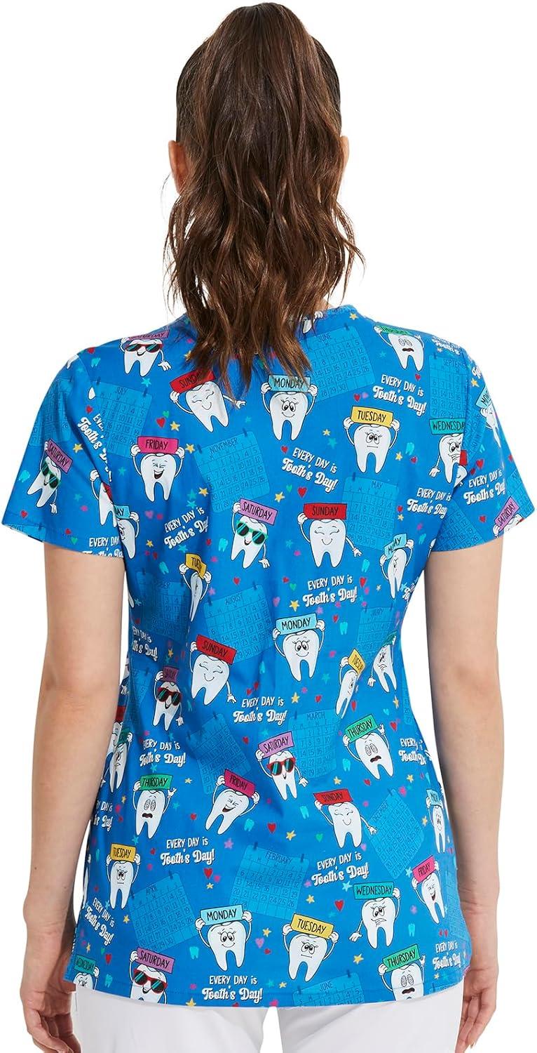 imageDickies EDS Women Scrubs Top VNeck Print DK876Tooths Day Everyday