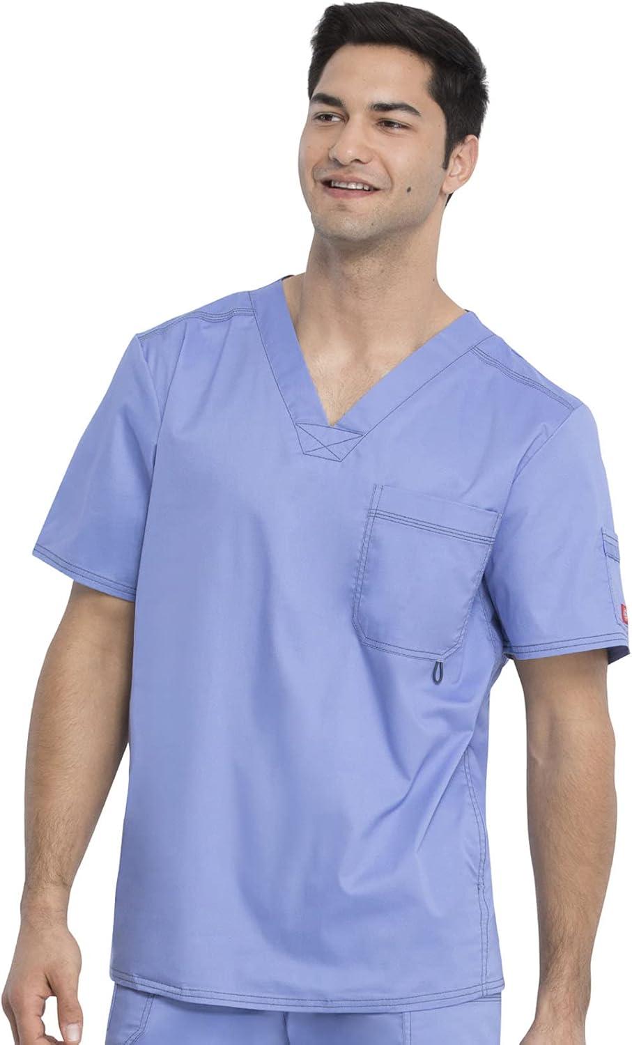 imageDickies Gen Flex Men Scrubs Top VNeck 81722Ceil Blue