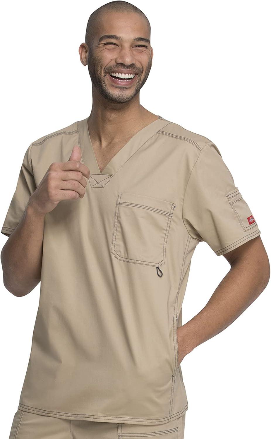 imageDickies Gen Flex Men Scrubs Top VNeck 81722Dark Khaki