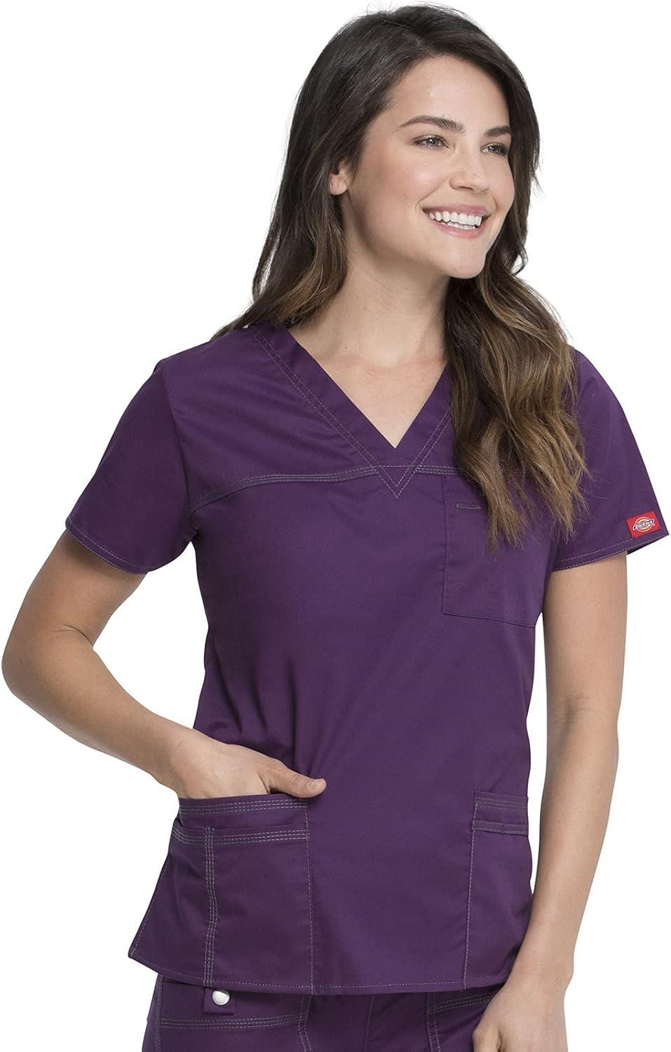 imageDickies Gen Flex Women Scrubs Top VNeck 817455Eggplant