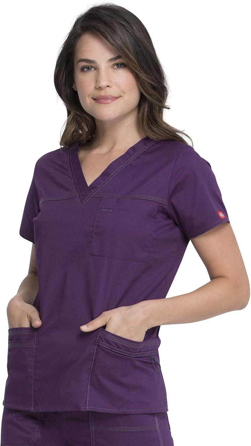 imageDickies Gen Flex Women Scrubs Top VNeck 817455Eggplant