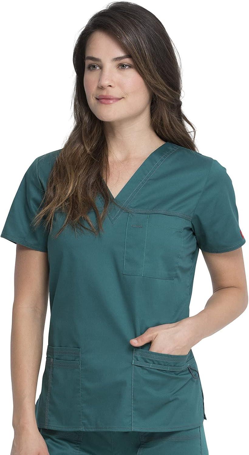 imageDickies Gen Flex Women Scrubs Top VNeck 817455Hunter