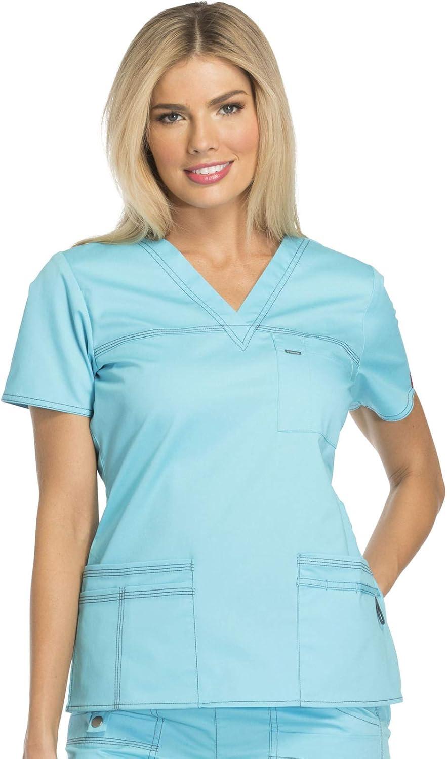 imageDickies Gen Flex Women Scrubs Top VNeck 817455Icy Turquoise
