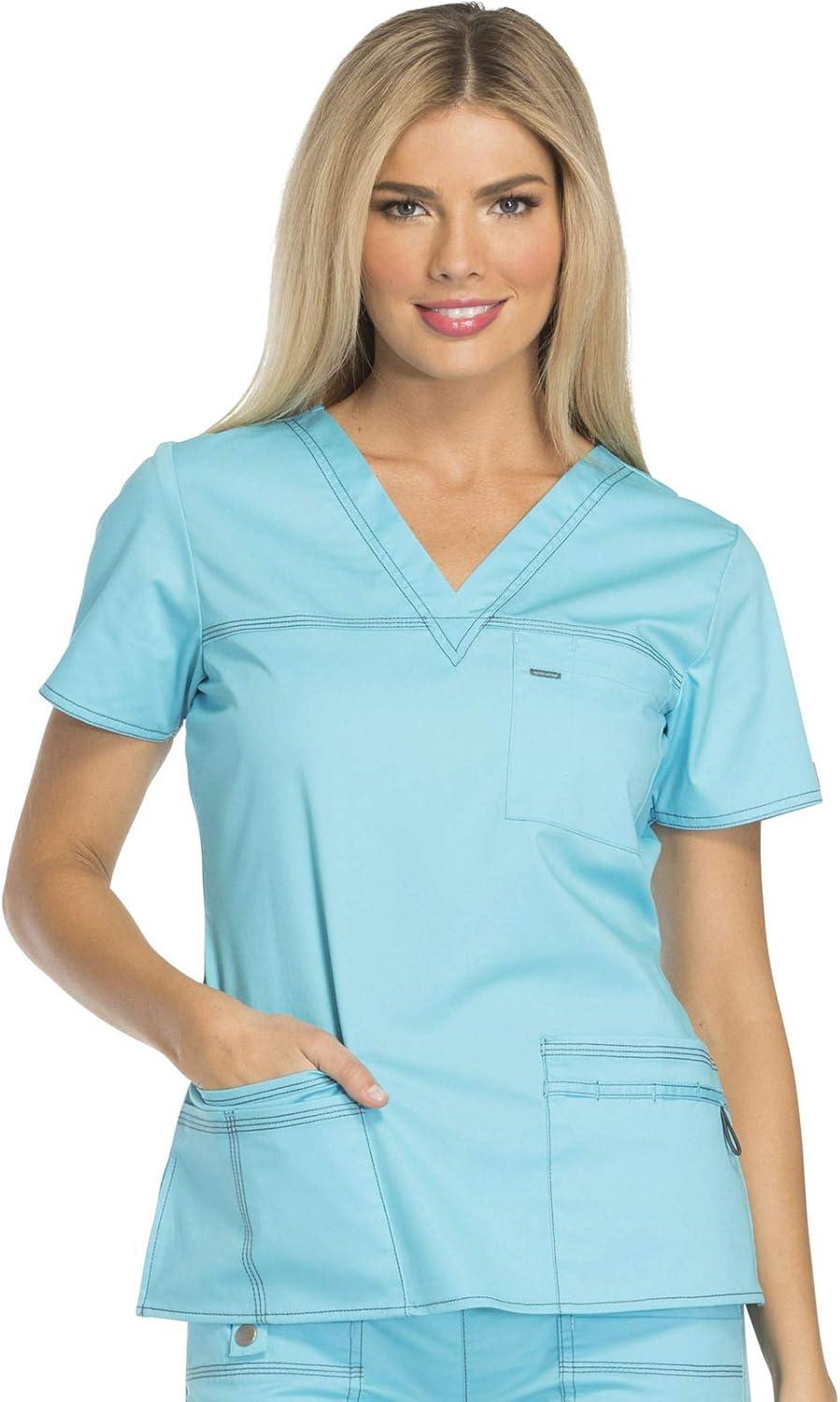 imageDickies Gen Flex Women Scrubs Top VNeck 817455Icy Turquoise