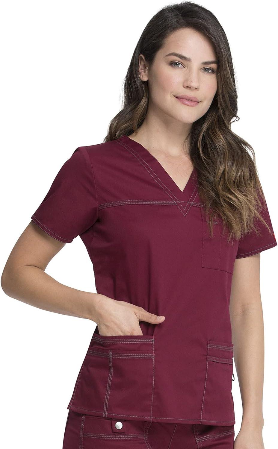 imageDickies Gen Flex Women Scrubs Top VNeck 817455Wine