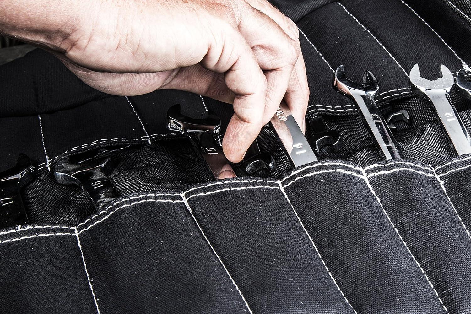 imageDickies Large WrenchScrewdriver Organizer Roll for Mechanics 23 Tool Pockets Durable Canvas Construction 26 in x 1425 in Unrolled BlackBlack