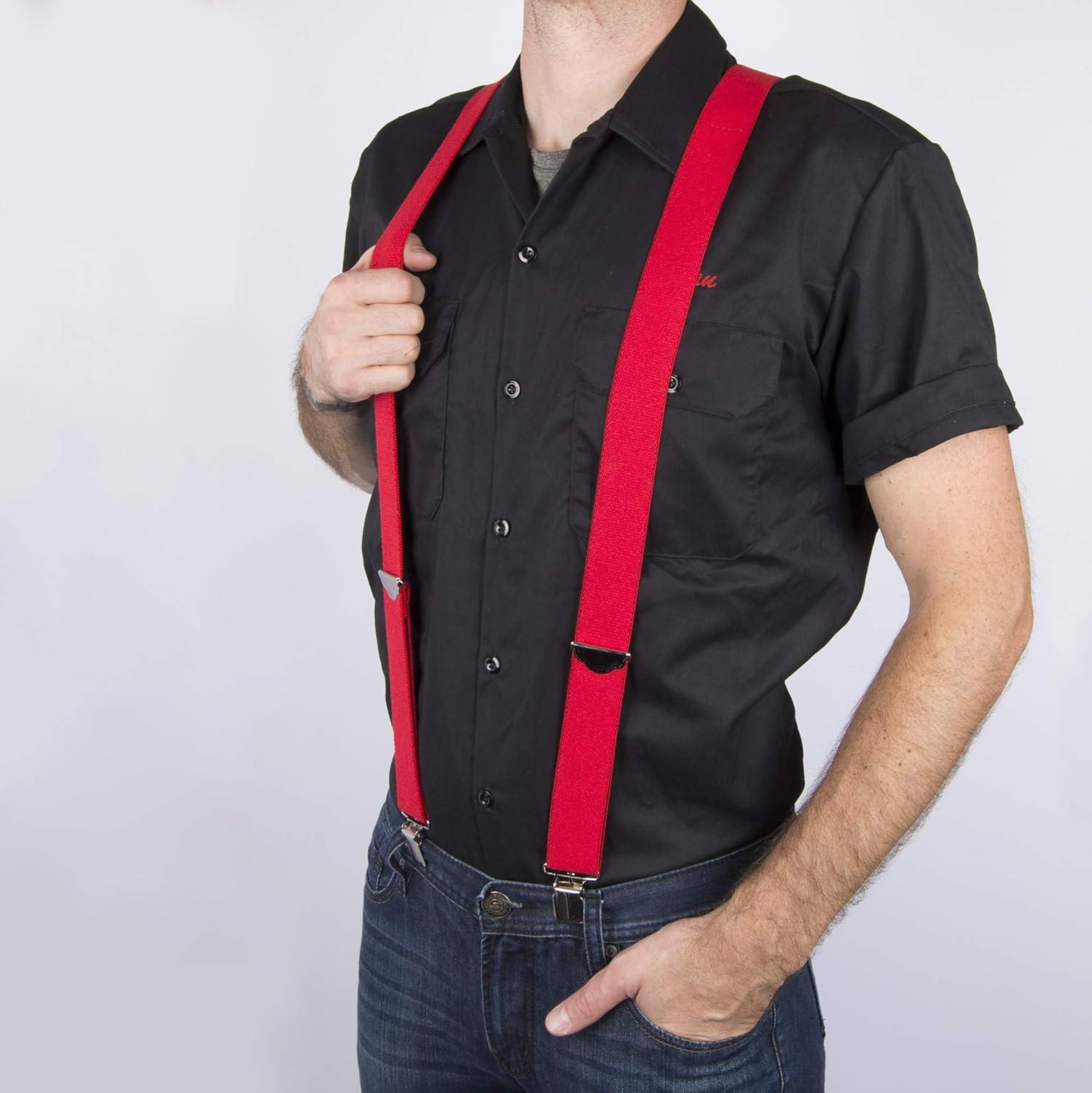 imageDickies Mens 114quot Solid Straight Clip Suspender  Adjustable Fit HeavyDuty ClipsRed