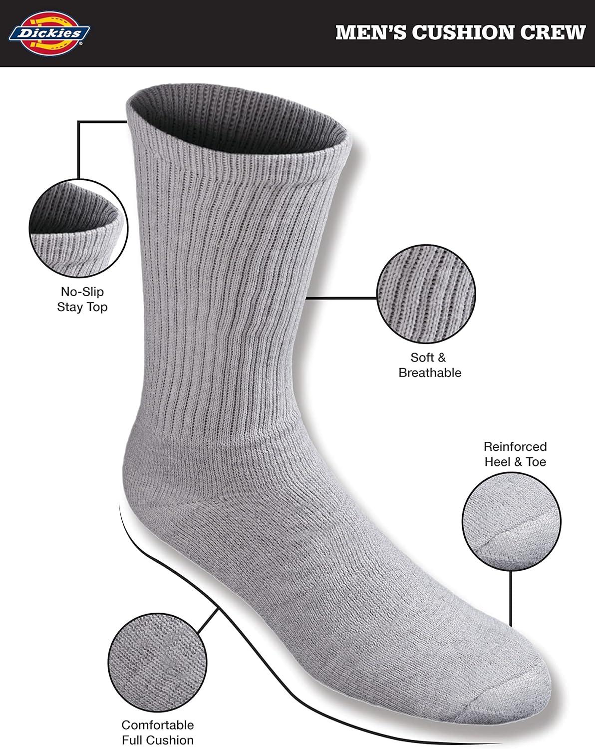 imageDickies Mens All Purpose Cushion Crew Socks Available in MXL 6 12 PairsGrey 12 Pairs