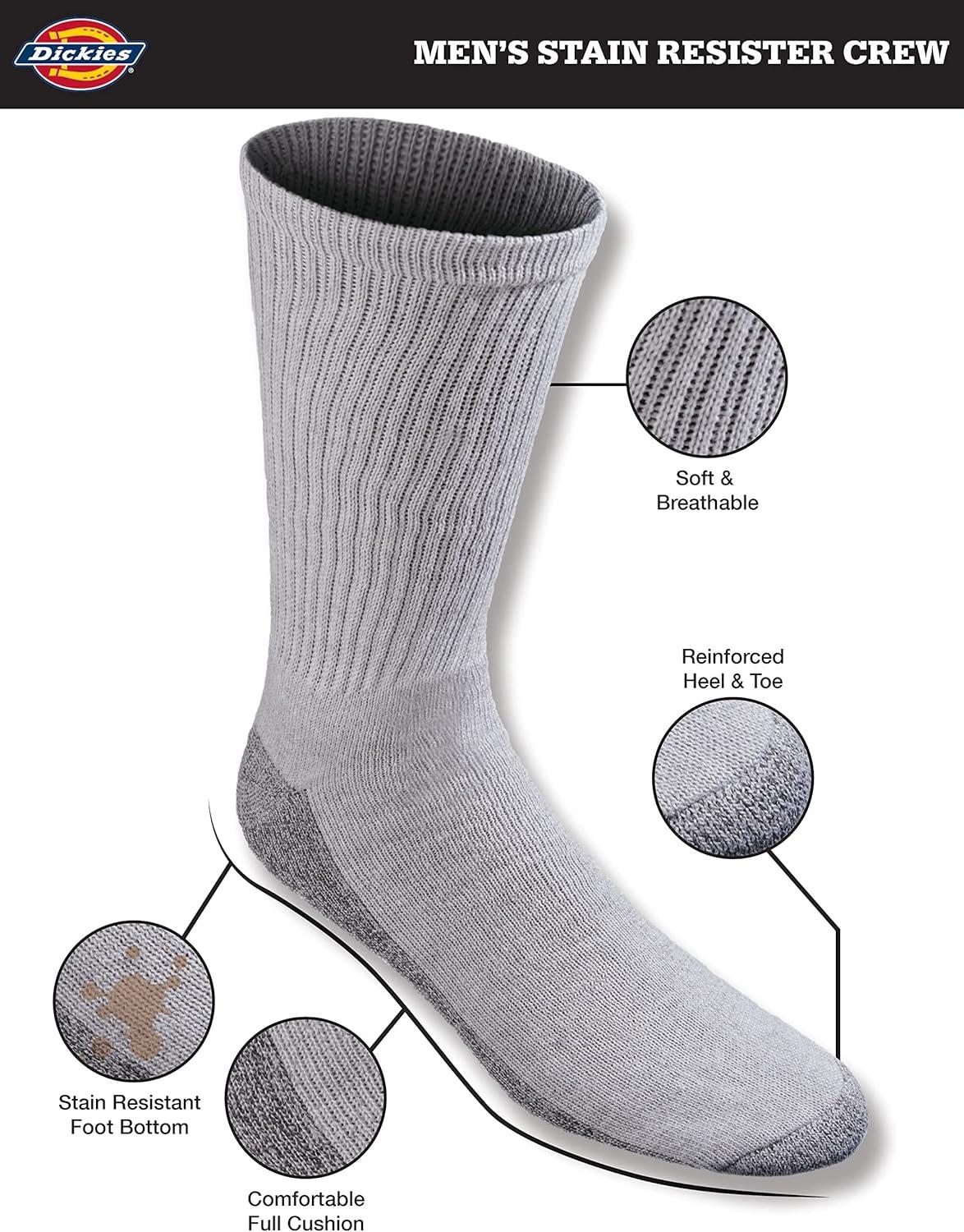 imageDickies Mens All Purpose Cushion Crew Socks Available in MXL 6 12 PairsStain Resist Grey 6 Pairs