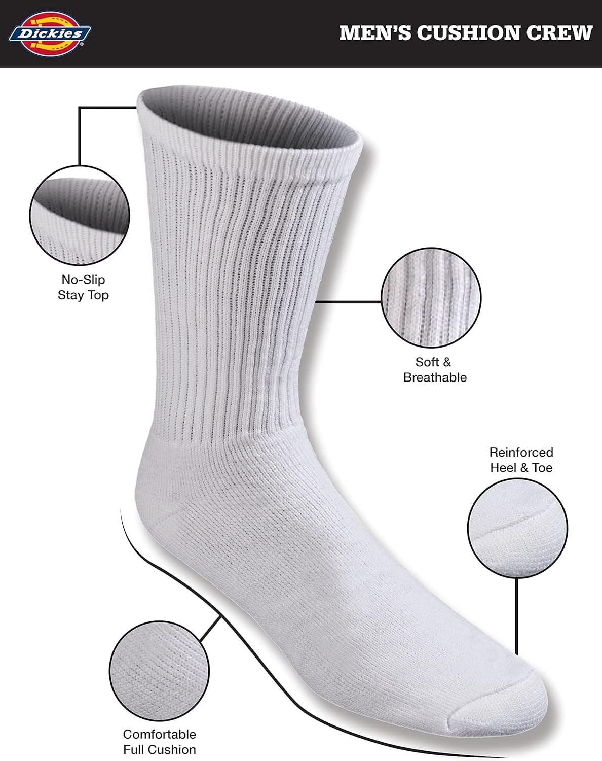 imageDickies Mens All Purpose Cushion Crew Socks Available in MXL 6 12 PairsWhite 12 Pairs