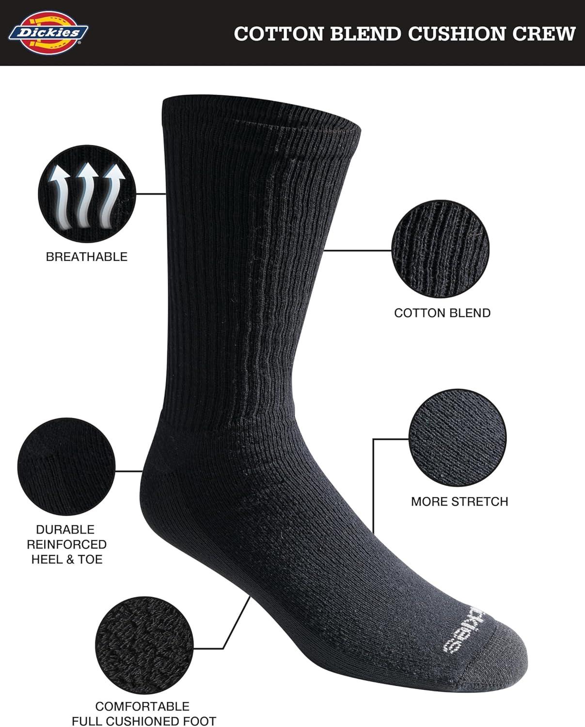imageDickies Mens Cotton Blend Cushioned Work Crew Socks Available in Lxl 18 36 PairsBlack 36 Pairs