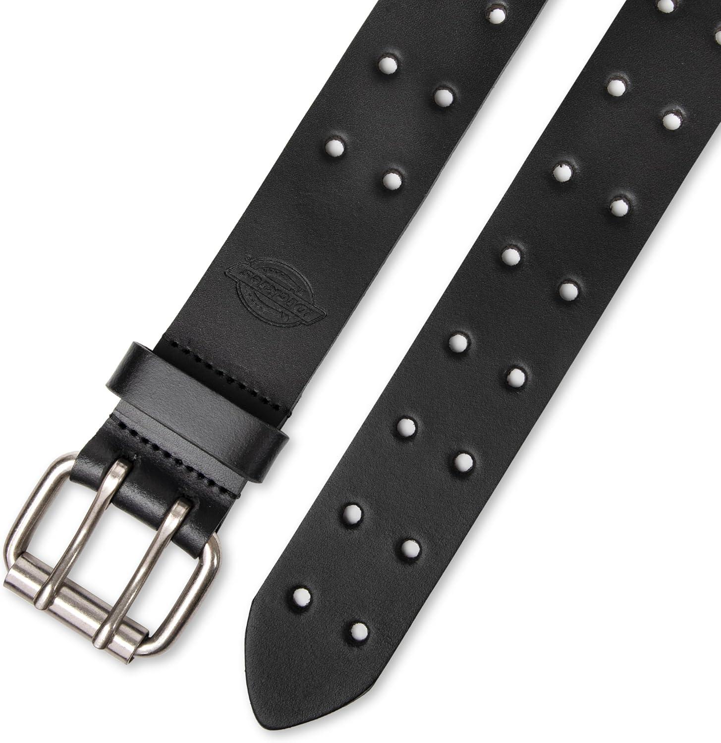 imageDickies Mens Double Prong Leather Work Belt  Fully Adjustable Regular ampamp Big and Tall SizesBlack