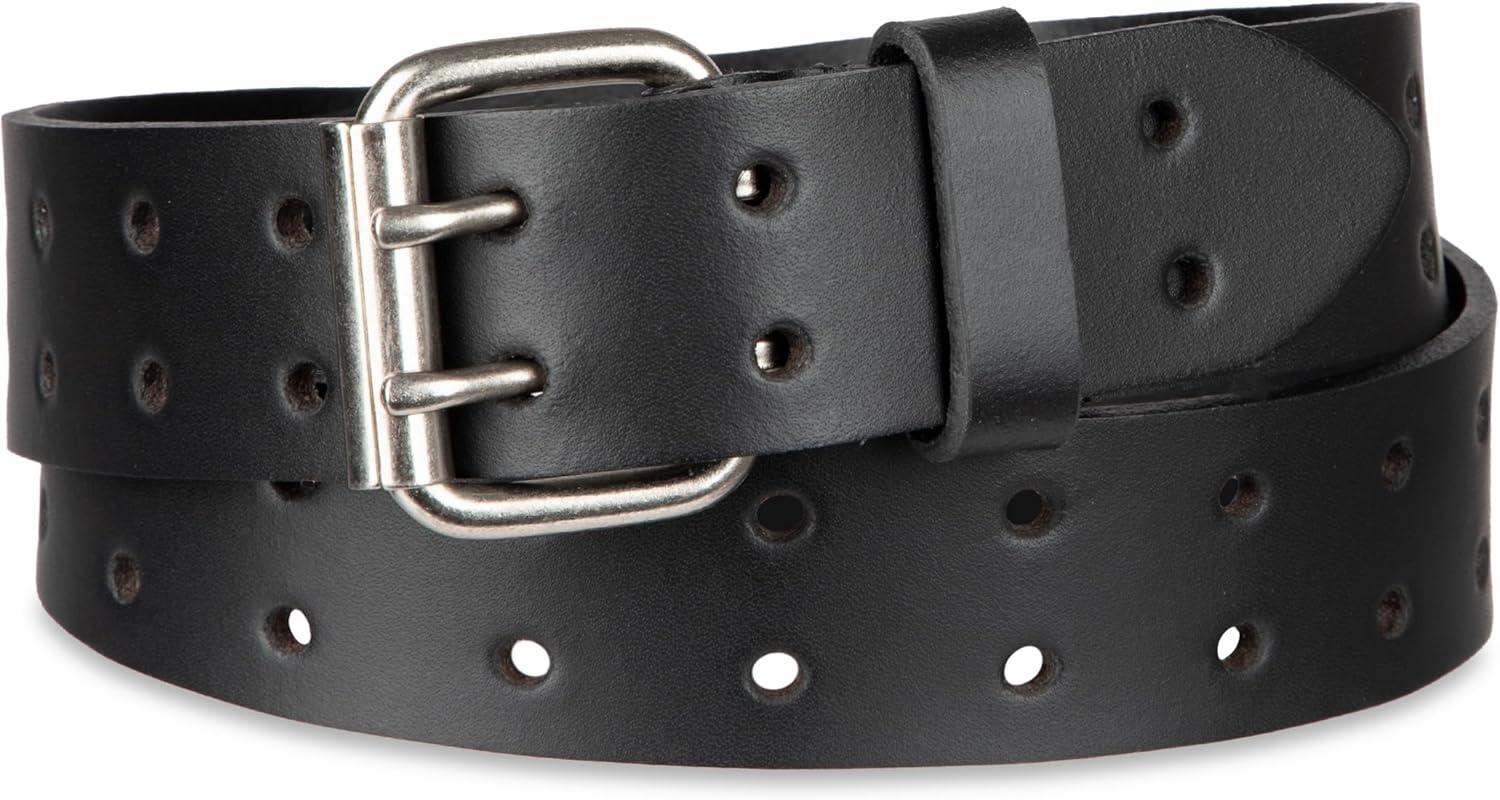 imageDickies Mens Double Prong Leather Work Belt  Fully Adjustable Regular ampamp Big and Tall SizesBlack