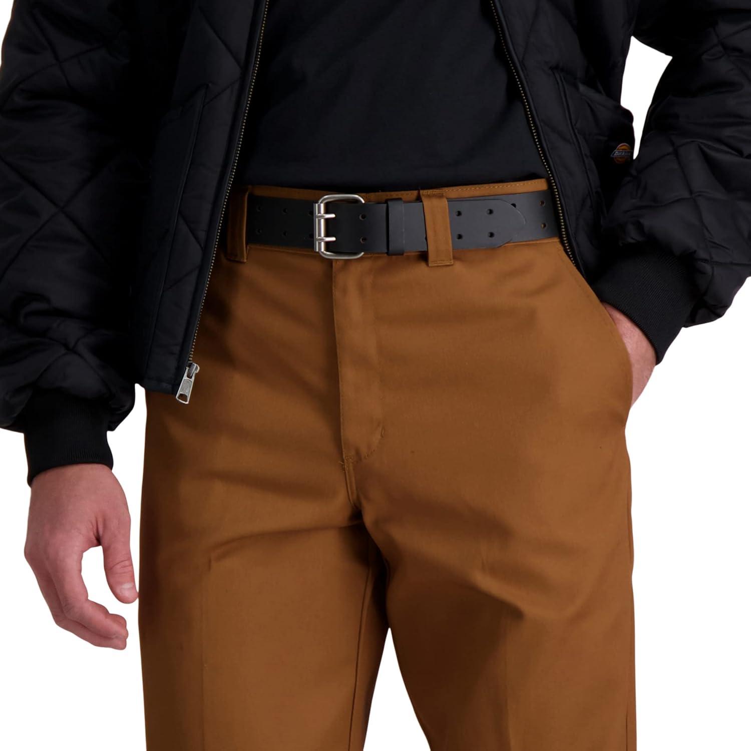 imageDickies Mens Double Prong Leather Work Belt  Fully Adjustable Regular ampamp Big and Tall SizesBlack