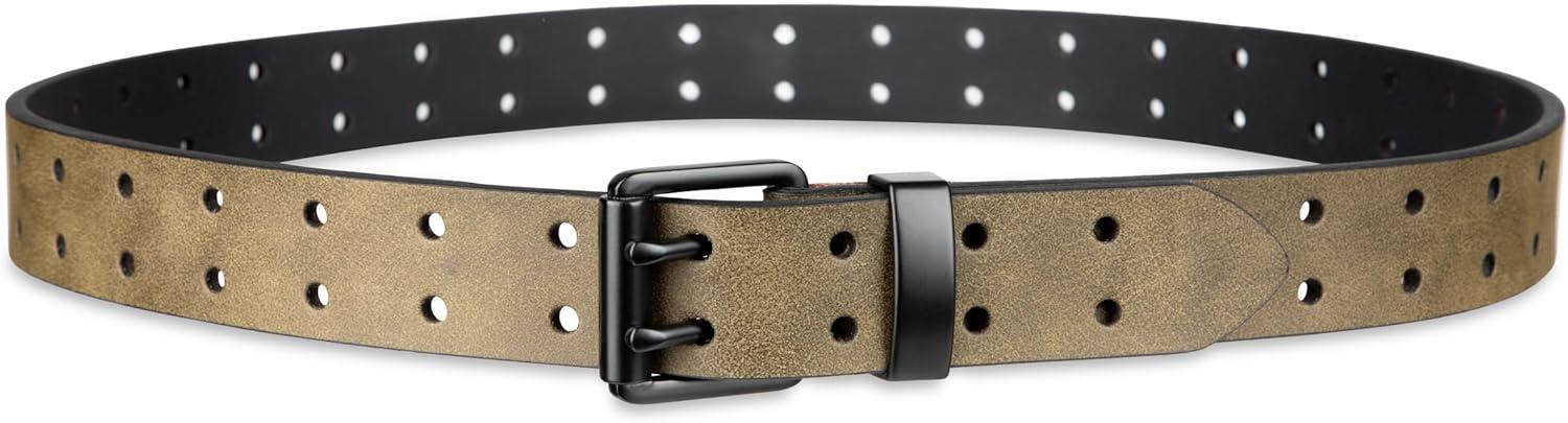 imageDickies Mens Double Prong Leather Work Belt  Fully Adjustable Regular ampamp Big and Tall SizesOlive Perforated