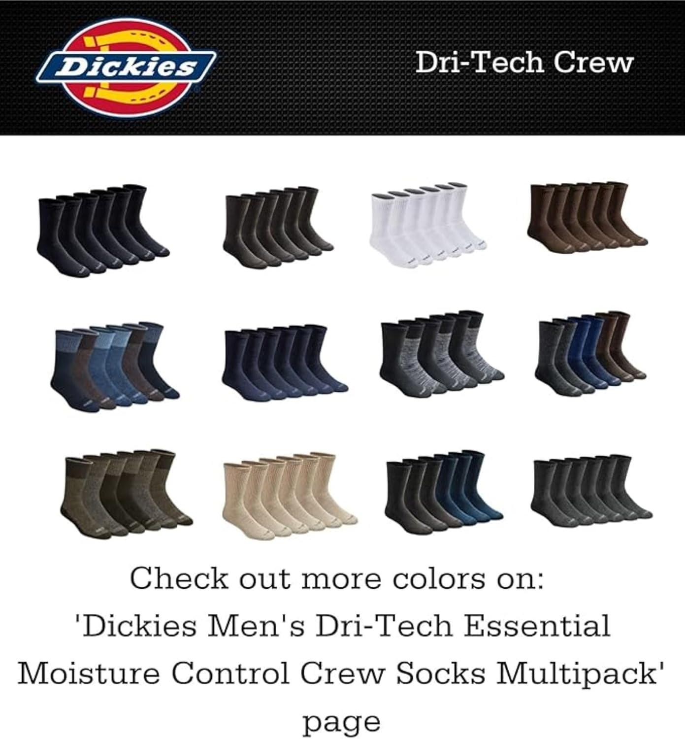 imageDickies Mens DriTech Original Moisture Control Crew Socks Available in MXXL 6 12 18 PairsHeathered Colors 6 Pairs