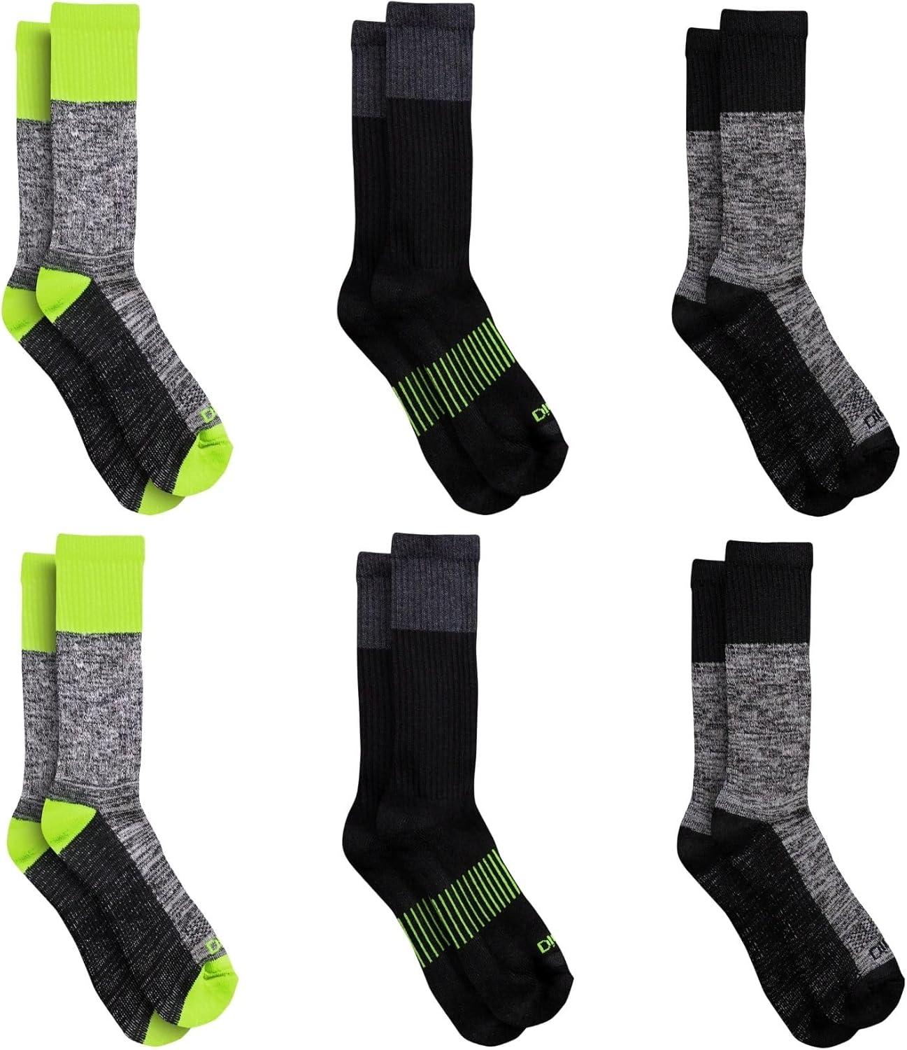 imageDickies Mens DriTech Original Moisture Control Crew Socks Available in MXXL 6 12 18 PairsHivis Yellow Black 6 Pairs